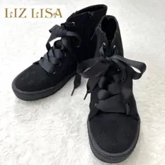 LIZLISA 厚底リボンパンプス 太ヒール レースアップ 地雷系 量産型 黒