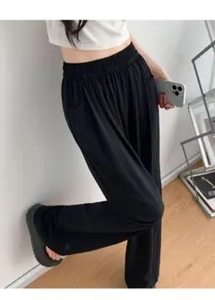 イージーパンツ ワイドパンツ ブラック 2XL