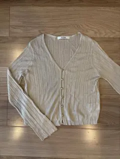 SNIDEL ラメ入り シアーカーディガン ゴールド　ベージュ