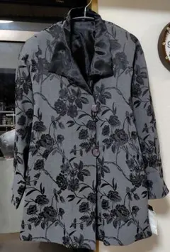 クレア　フラワープリント グレー　ジャケット　軽めのコート　L