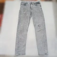 グレー ダメージ加工 長ズボン