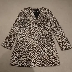 【新品】H&M エイチアンドエム ヒョウ柄 黒 スプリングコート 32サイズXS