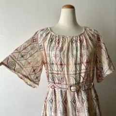 古着　コットン刺繍ワンピース　レトロ　used vintage
