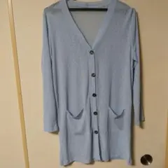 お値下げ 水色 ボタン付きカーディガン M-L