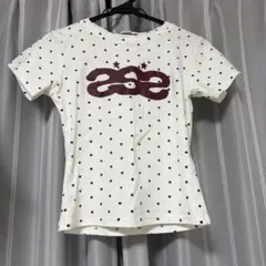 ドット柄 半袖Tシャツ ホワイト