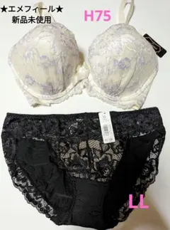 エメフィール★脇高ブラジャーH75とショーツ2点セット★
