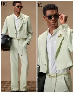 スーツ上下セットアップ ライムグリーン