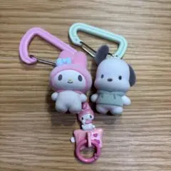 マイメロ ポチャッコ カナビラマスコットチャーム マイメロ キーリングハンガー