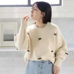 BEAMS HEART リボン ニット