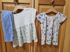 ポール&ジョー　エアリズム　Tシャツ　花柄水色レギンス　90cm 3点セット