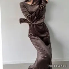 JUN OAH 薄手バックドロストベロアワンピース