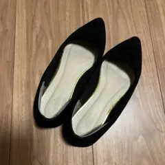 ポインテッドトゥ　フラットパンプス　黒　ブラック　M 23.0cm~23.5cm