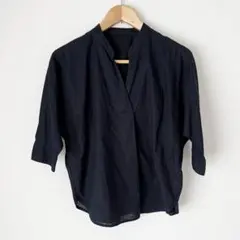 GU　シャツ　七分袖　Lサイズ　ネイビー　紺　231-313369