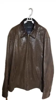 トレンド！　leather NAUTICA 本革 ブラウン レザージャケット L