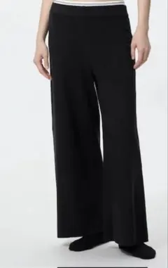 ユニクロ　ウォッシャブルニットリブパンツ ブラック　L マタニティパンツ