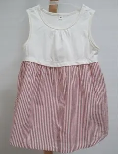 MUJI 無印良品　らくらく動ける切り替えノースリーブチュニックワンピース　90