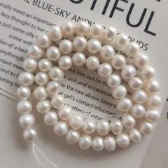 P568-5 天然淡水パール ホワイト系 約6-7mm ハンドメイド材料