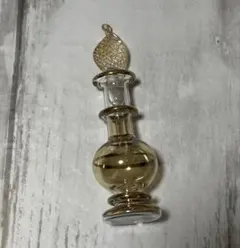 【未使用】エジプト産ガラスミニボトル　パフュームボトル　香水瓶　一輪挿し　黄色②