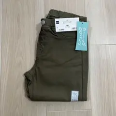 新品　130cm GUエクストラストレッチ　カラーレギンスパンツ　カーキ