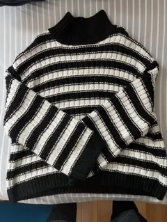 H&M ストライプ タートルネックニット L