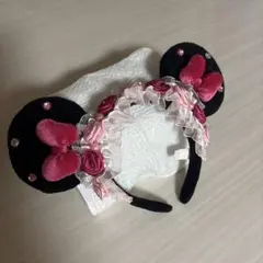 ミッキー耳カチューシャ 花飾り付き