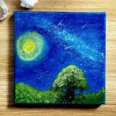 月夜の風景画 アクリル画 アート - メルカリ