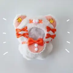 ちびぐるみ ぬい服 11cm ばってんくま オフホワイト×オレンジ きぐるみ