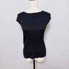 ユニクロ スーピマ コットン フレンチ スリーブ セーターブラックＭ【0154】