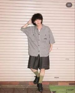 Wudge Boy ギンガムチェック 半袖シャツ ブラック　Mのサムネイル