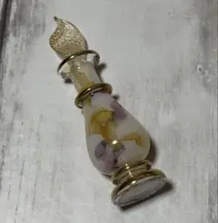 【未使用】エジプト産ガラスミニボトル　パフュームボトル　香水瓶　一輪挿し　黄色③