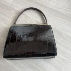 【お値下げしました】ダークブラウン エナメルレザー ハンドバッグ
