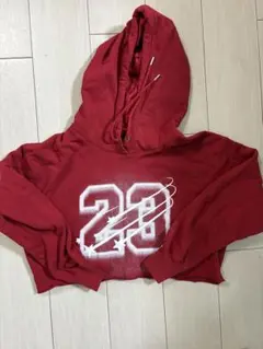 Jordan フード付きレッドクロップドパーカー Mサイズ