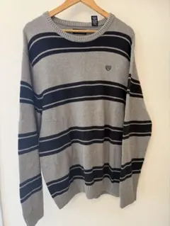 CHAPS グレー ネイビー ストライプ セーター