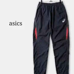 asicsアシックス　ウインドブレーカーナイロンパンツ黒トラックジョガーパンツ