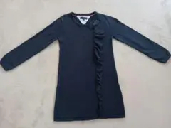 トミーヒルフィガー ネイビー フリル付き長袖ワンピース 110サイズ