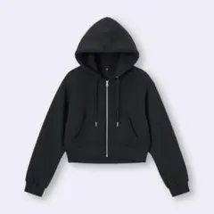 GU パフスウェットフルジップパーカ パーカー ブラック