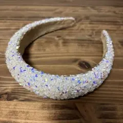 クリア・ホワイト ラメビーズ　キラキラカチューシャ