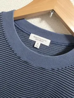 BEAUTY & YOUTH ネイビー ストライプ Tシャツ S