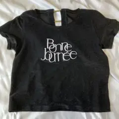 rienda トップス　シアートップス 刺繍 半袖Tシャツ 黒　リエンダのサムネイル