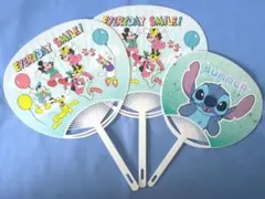 うちわ ディズニー ミッキー 2枚、スティッチ1枚　計3枚