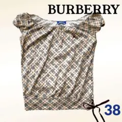 BURBERRY ノバチェック トップス 38 ベージュ リボン付 バーバリー