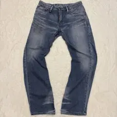 00s【archive】curve denim pants/Y2K/ ヒゲ