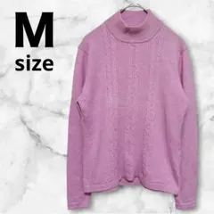 海外古着✨Mause ウール100% ケーブル編み ハイネックニット セーターＭ