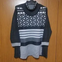 MISSEL 幾何学模様 長袖ニット