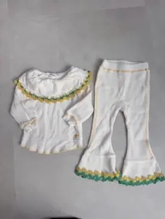 たんぽぽ ワッフル素材カットソー パンツ セットアップ 90cm