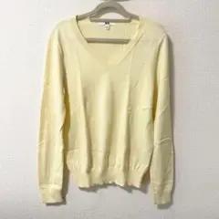 UNIQLO Vネックニット M イエロー カシミヤ混 薄手