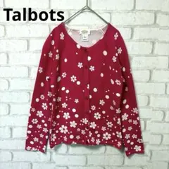 Talbots 長袖カーディガン 花柄 ピンク色 コットン
