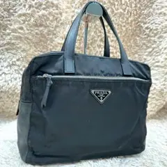 【美品】 PRADA ブラック トートバッグ ナイロン 三角ロゴ