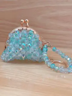 限定価格　ブルークリスタルがま口コインケース