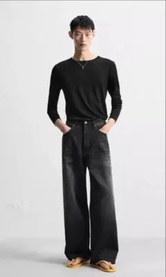 ZARA スーパーバギー黒デニム